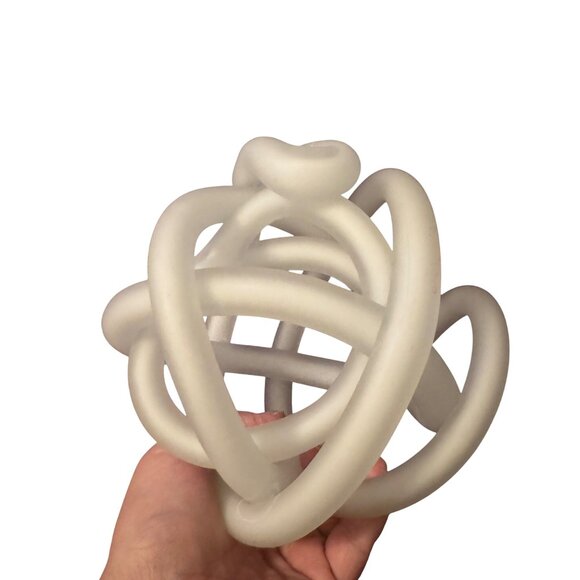 White Glass Knot Ball Sculpture Art Glass Twisted Abstract Handmade Paperweight - Picture 2 of 8